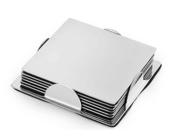 Cassoware Stainless Steel Set of 6 Square Coaster Set