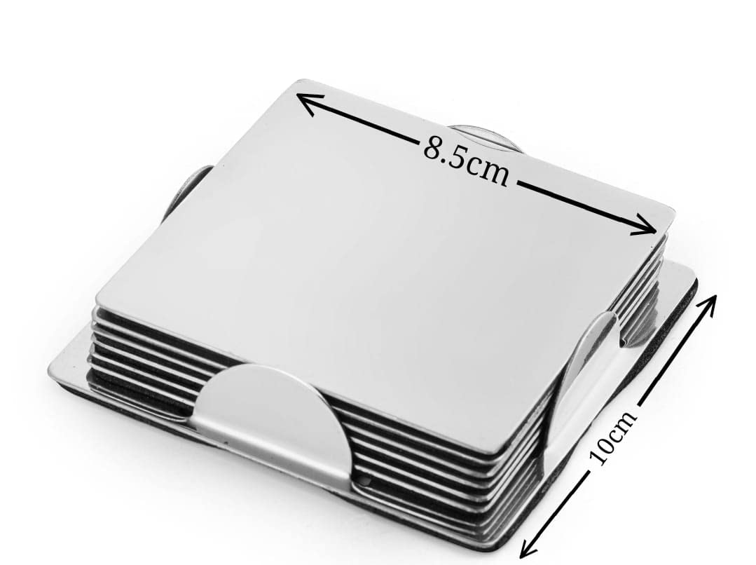Cassoware Stainless Steel Set of 6 Square Coaster Set
