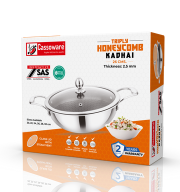Honeycomb Triply Kadhai- Stainless Steel Cookware