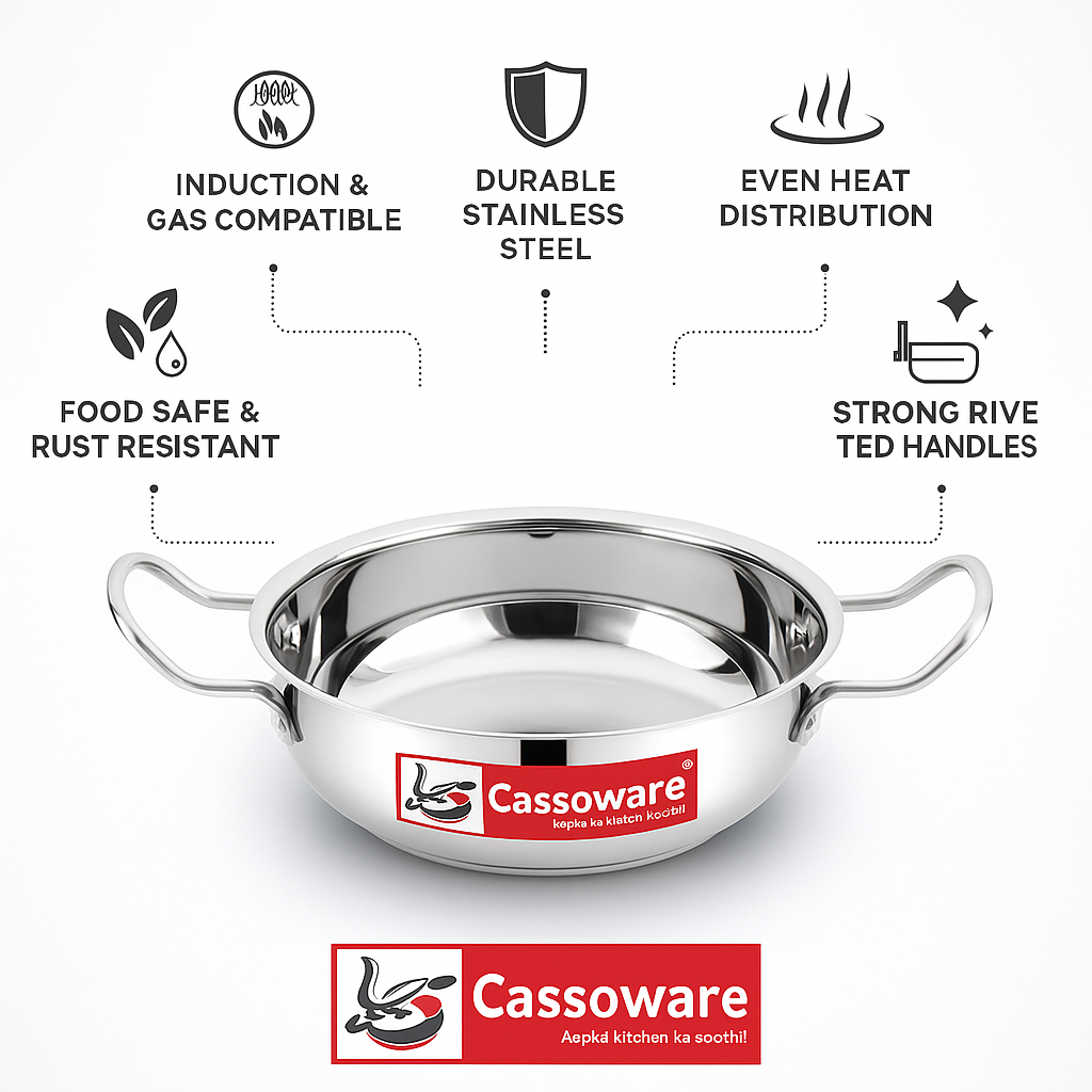 Encapsulated Base Cookware Kadhai - Encapsulated Base Stainless Steel Cookware – cassowareutensils