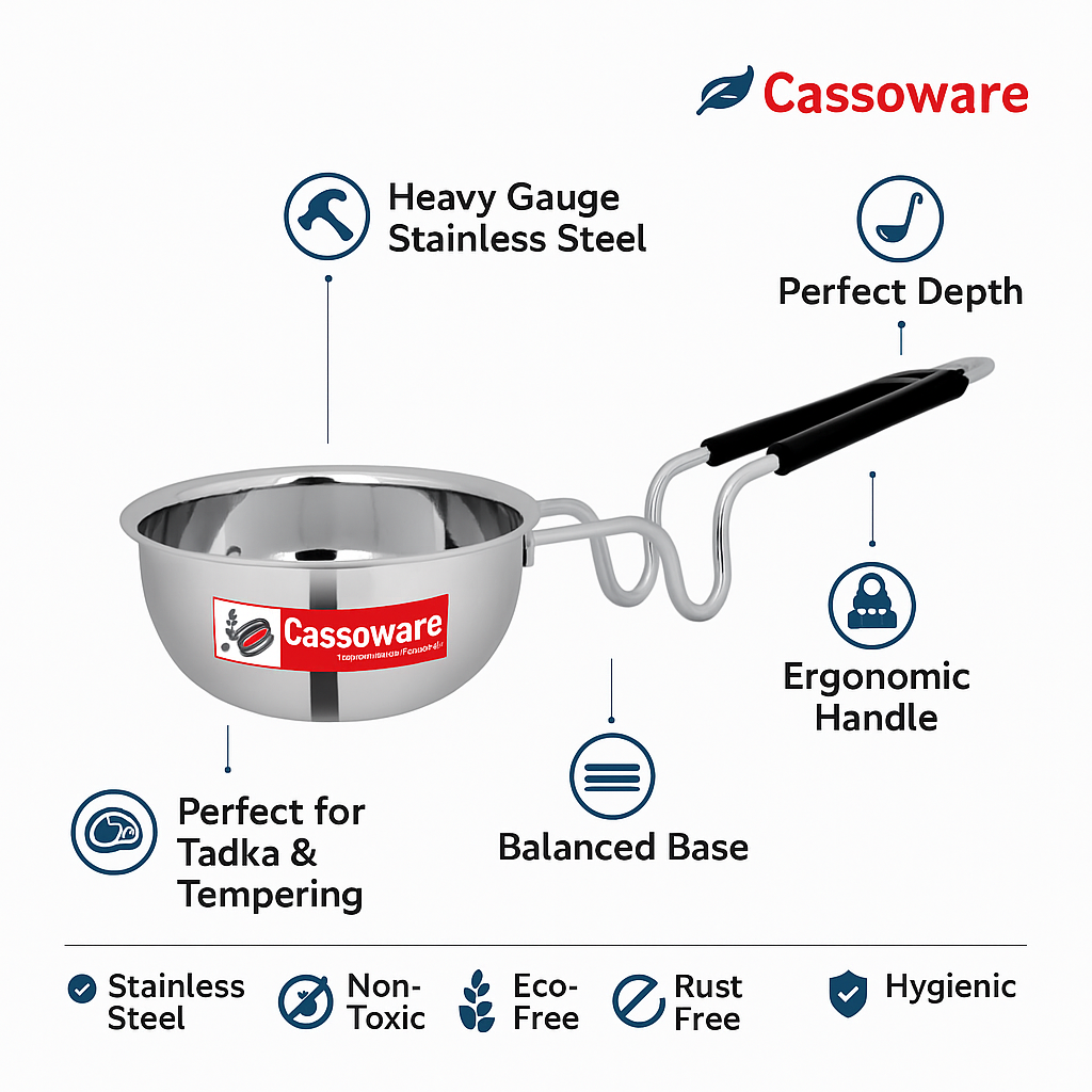 Tadka Pan - 1.5mm Thick Stainless Steel Cookware