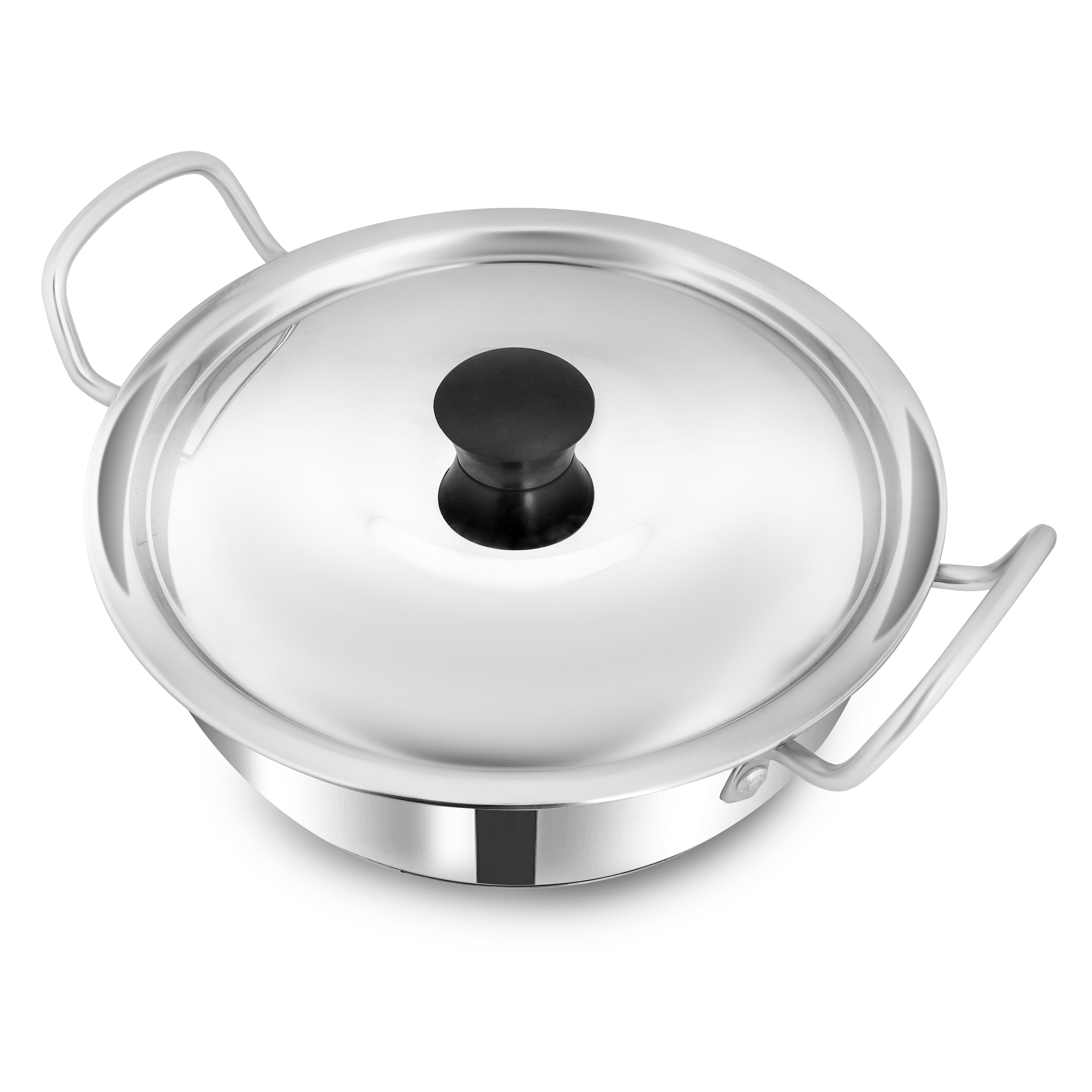 Kadhai With Lid - Stainless Steel Plain Bottom Cookware