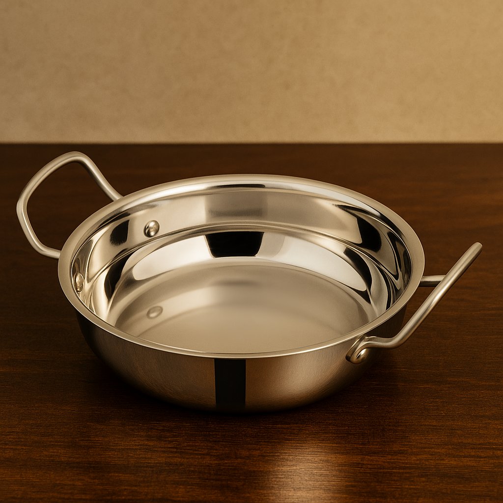 Kadhai With Lid - Stainless Steel Plain Bottom Cookware
