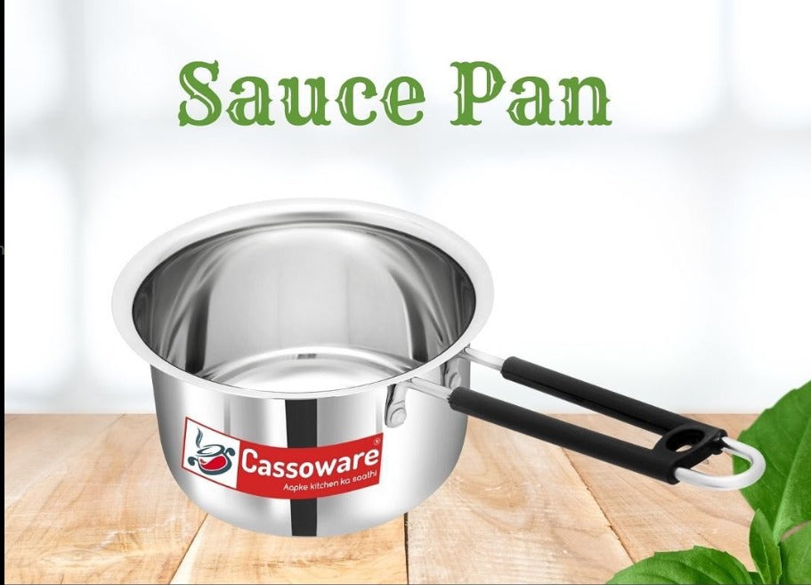 Cassoware Stainless Steel Induction Base Sauce Pan with Lid