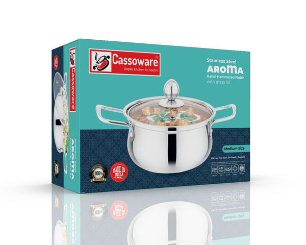 Handi with Glass Lid - Encapsulated Base  Stainless Steel Cookware
