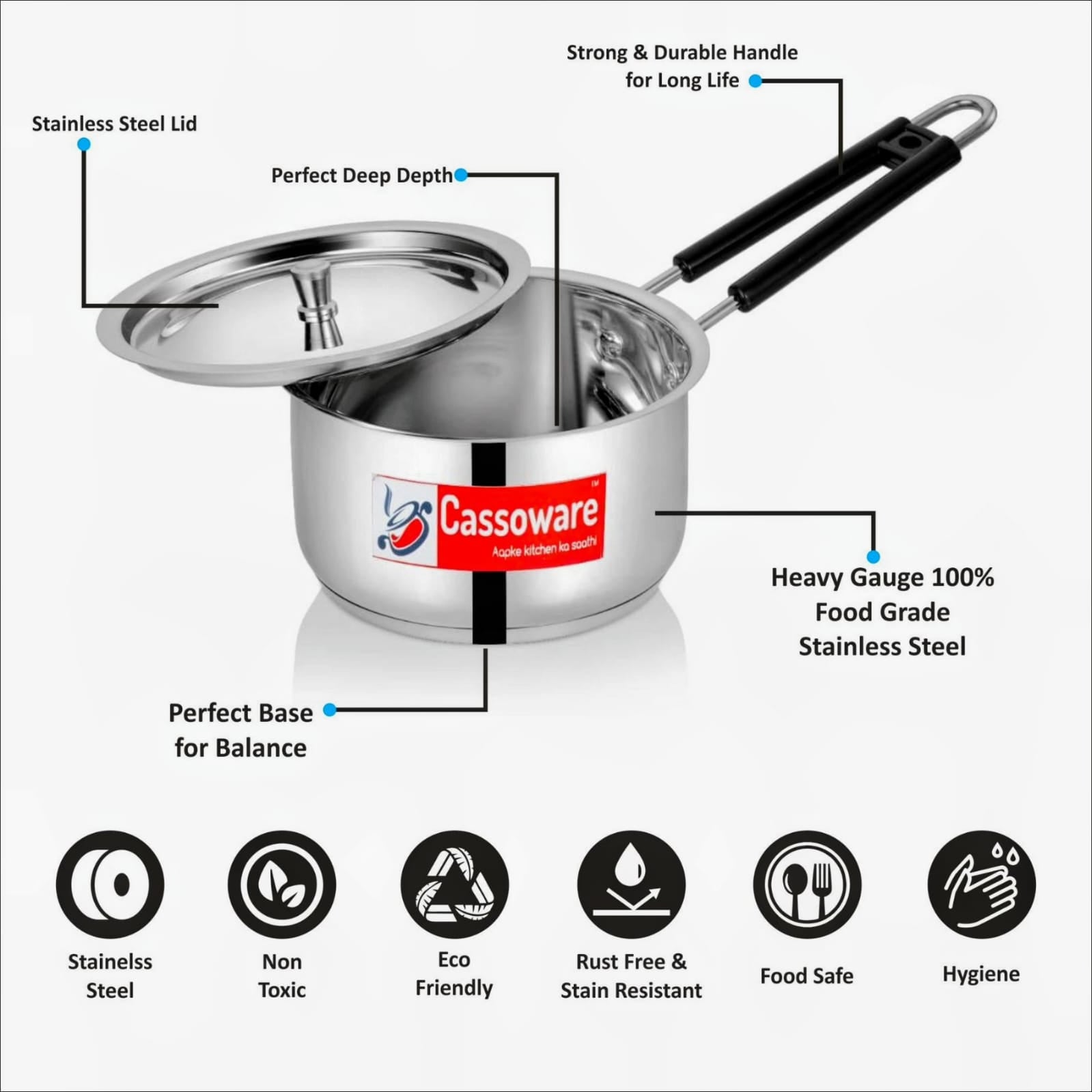 Saucepan With lid - Encapsulated Base Stainless Steel Cookware