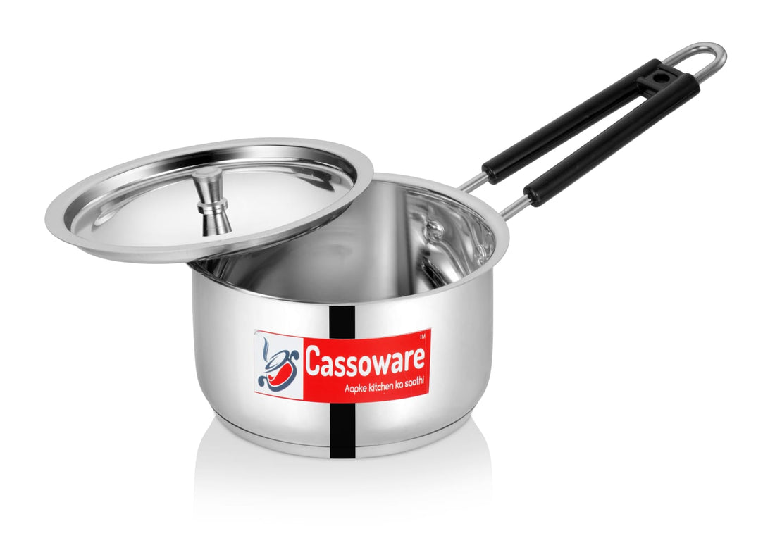 Cassoware Stainless Steel Induction Base Sauce Pan with Lid
